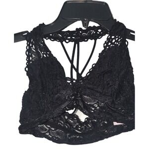 t‎ Lace Bralette High Neck Crisscross Back Sexy Lingerie Top